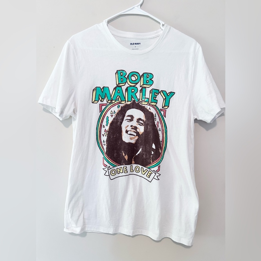Old Navy White Bob Marley One Love Tee